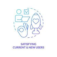 Satisfying current and new users blue gradient concept icon. Key performance indicator for release management abstract idea thin line illustration. Isolated outline drawing vector