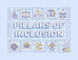 Pillars of inclusion word concepts light blue banner. Equal opportunity. Infographics with editable icons on color background. Isolated typography. Vector illustration with text