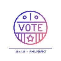 2D pixel perfect gradient icons with vote text, isolated voting illustration, election sign. vector