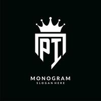 letra Pi logo monograma emblema estilo con corona forma diseño modelo vector