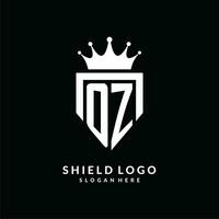 Letter OZ logo monogram emblem style with crown shape design template vector