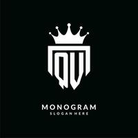 Letter QV logo monogram emblem style with crown shape design template vector