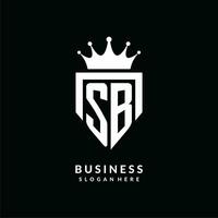 Letter SB logo monogram emblem style with crown shape design template vector