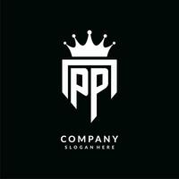 Letter PP logo monogram emblem style with crown shape design template vector