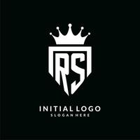 Letter RS logo monogram emblem style with crown shape design template vector