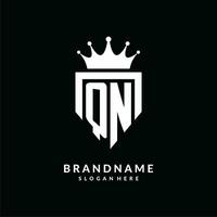 Letter QN logo monogram emblem style with crown shape design template vector