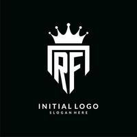 Letter RF logo monogram emblem style with crown shape design template vector