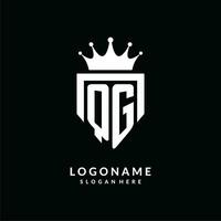 letra qg logo monograma emblema estilo con corona forma diseño modelo vector