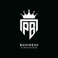 Letter PB logo monogram emblem style with crown shape design template vector