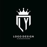 Letter LY logo monogram emblem style with crown shape design template vector