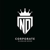 Letter ND logo monogram emblem style with crown shape design template vector