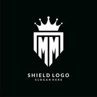 letra mm logo monograma emblema estilo con corona forma diseño modelo vector