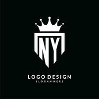 Letter NY logo monogram emblem style with crown shape design template vector