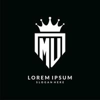Letter MU logo monogram emblem style with crown shape design template vector