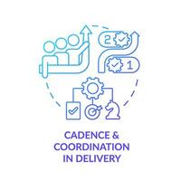 Cadence and coordination in delivery blue gradient concept icon. Government transformation abstract idea thin line illustration. Isolated outline drawing vector