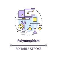 Polymorphism concept icon. Object-oriented programming principle abstract idea thin line illustration. Substitutability. Isolated outline drawing. Editable stroke vector