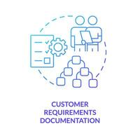 Customer requirements documentation blue gradient concept icon. Data collection. Project planning benefit abstract idea thin line illustration. Isolated outline drawing vector