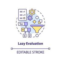 Lazy evaluation concept icon. Functional programming benefit abstract idea thin line illustration. Call-by-need. Isolated outline drawing. Editable stroke vector