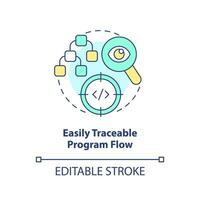 Easily traceable program flow concept icon. Procedural programming benefit abstract idea thin line illustration. Isolated outline drawing. Editable stroke vector