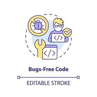 Bugs-free code concept icon. Functional programming benefit abstract idea thin line illustration. Software application. Isolated outline drawing. Editable stroke vector