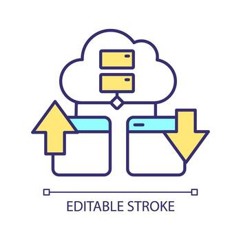 información transferir rgb color icono. base de datos migración. Moviente digital almacenamiento. cambio web nube. aislado vector ilustración. sencillo lleno línea dibujo. editable carrera