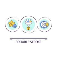 Avoid discounts loop concept icon. Increasing prices. Capture profit from customers. Business abstract idea thin line illustration. Isolated outline drawing. Editable stroke vector
