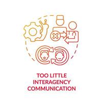 Too little interagency communication red gradient concept icon. Public health system issue abstract idea thin line illustration. Isolated outline drawing vector