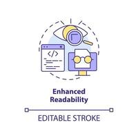 Enhanced code readability concept icon. Functional programming benefit abstract idea thin line illustration. Formatting. Isolated outline drawing. Editable stroke vector