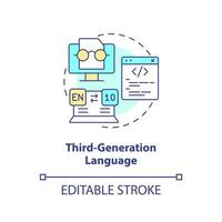 Third-generation programming language concept icon. Coding development stage abstract idea thin line illustration. Isolated outline drawing. Editable stroke vector