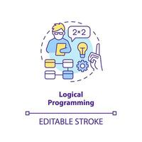 Logical programming concept icon. Coding paradigm type abstract idea thin line illustration. Mathematical logic. Isolated outline drawing. Editable stroke vector