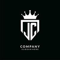 Letter JC logo monogram emblem style with crown shape design template vector