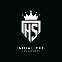 Letter HS logo monogram emblem style with crown shape design template vector