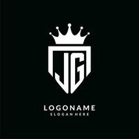 letra jg logo monograma emblema estilo con corona forma diseño modelo vector