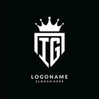 Letter IG logo monogram emblem style with crown shape design template vector