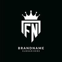 Letter FN logo monogram emblem style with crown shape design template vector
