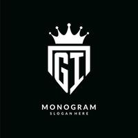 Letter GI logo monogram emblem style with crown shape design template vector