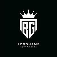 Letter BG logo monogram emblem style with crown shape design template vector