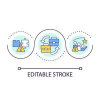 Challenge facing merging companies loop concept icon. Poor employee management abstract idea thin line illustration. Low motivation at work. Isolated outline drawing. Editable stroke vector