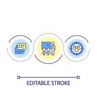 Training for marketing specialist loop concept icon. Business communication. Audience studying abstract idea thin line illustration. Isolated outline drawing. Editable stroke vector