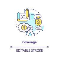 Insurance coverage concept icon. Money compensation. Finance assistance. Prevent risk abstract idea thin line illustration. Isolated outline drawing. Editable stroke vector