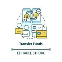 Transfer funds concept icon. Web wallet. Electronic payments. Net banking advantage abstract idea thin line illustration. Isolated outline drawing. Editable stroke vector