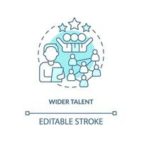 Wider talent turquoise concept icon. Access to talent pool. IT staffing service abstract idea thin line illustration. Isolated outline drawing. Editable stroke vector
