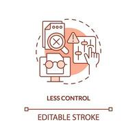 Less control red concept icon. Third party management. IT staffing service abstract idea thin line illustration. Isolated outline drawing. Editable stroke vector