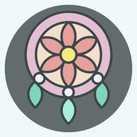 Icon Dreamcatcher. related to American Indigenous symbol. color mate style. simple design editable. simple illustration vector