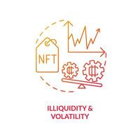 Illiquidity and volatility red gradient concept icon. Crypto industry problem. NFT disadvantage abstract idea thin line illustration. Isolated outline drawing vector