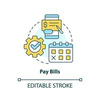 Pay bills concept icon. Digital wallet. Mobile payment. Internet banking benefit abstract idea thin line illustration. Isolated outline drawing. Editable stroke vector