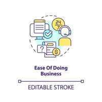 Ease of doing business concept icon. Simple interaction with insurance company abstract idea thin line illustration. Isolated outline drawing. Editable stroke vector