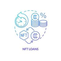 NFT loans blue gradient concept icon. Financial operations with cryptocurrency. Promising trend abstract idea thin line illustration. Isolated outline drawing vector