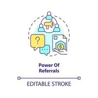 Power of referrals concept icon. Insurance company marketing. Engage clients abstract idea thin line illustration. Isolated outline drawing. Editable stroke vector