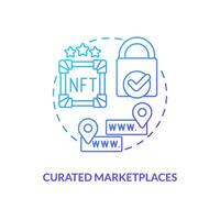 Curated marketplaces blue gradient concept icon. Crypto business. NFT selling platform category abstract idea thin line illustration. Isolated outline drawing vector